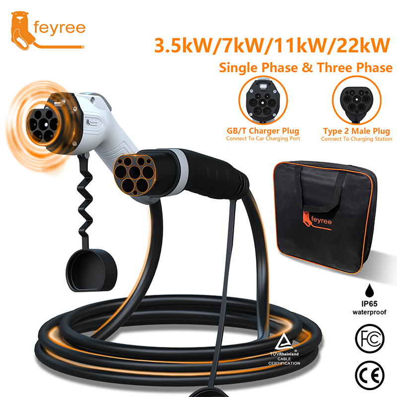 Ev Charger Type 2 22Kw 32A 3 Phase - สายชาร์จรถยนต์ไฟฟ้า Feyree แบบ Type2 หัวเสียบตัวผู้ สำหรับเต้ารับ