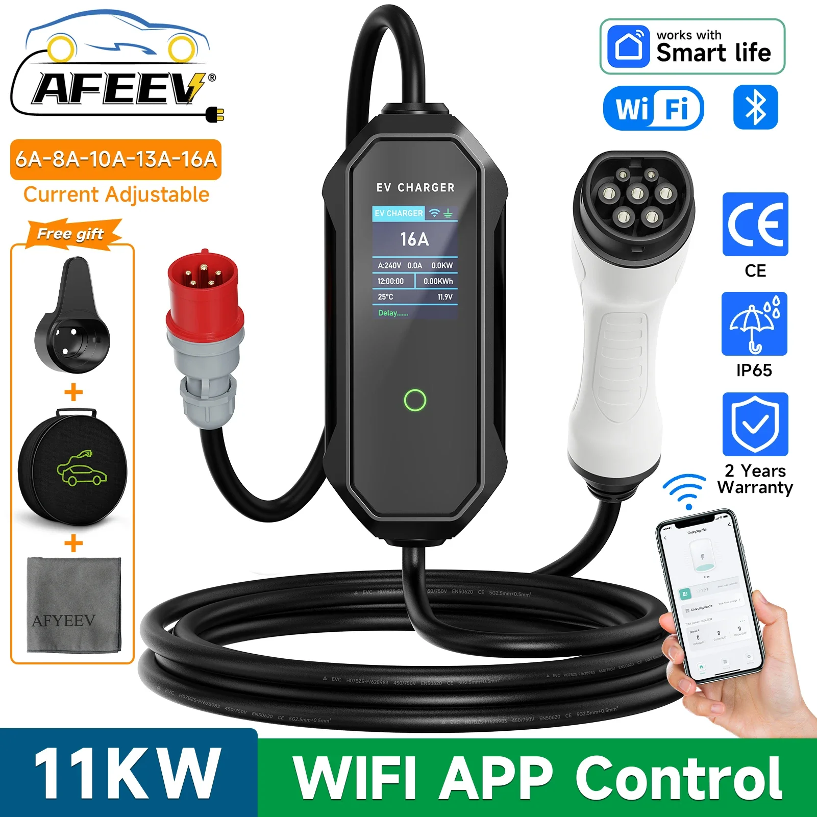 Type 2 Portable Ev Charger 11Kw Cee - AFEEV ประเภท 2 แบบพกพา EV Charger