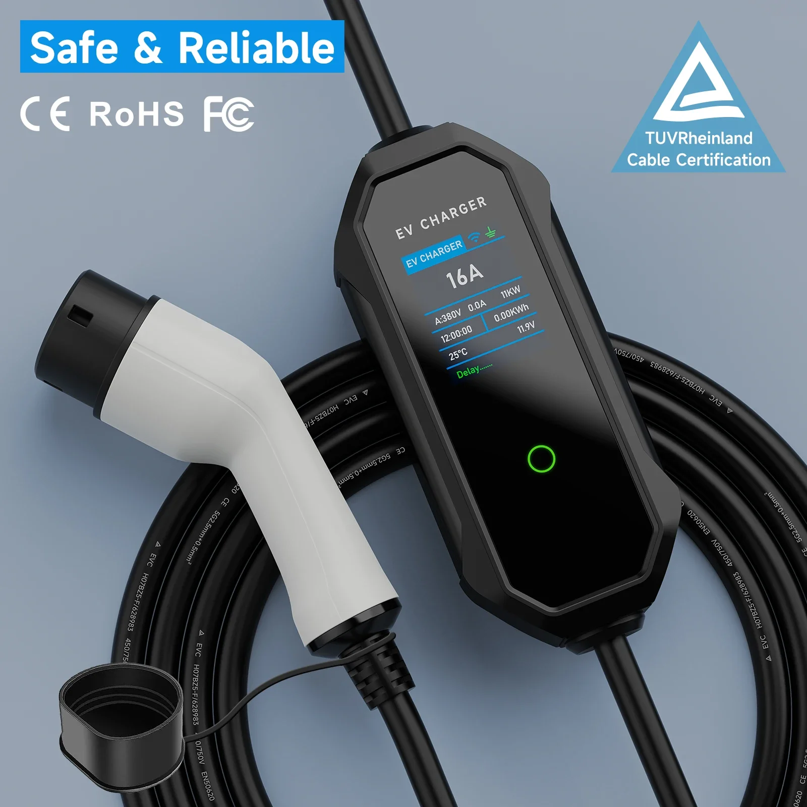 AFEEV ประเภท 2 แบบพกพา EV Char - Type 2 Portable Ev Charger 11Kw Cee บทวิจารณ์และราคา